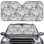 Zentangle Flower Pattern Print Car Windshield Sun Shade