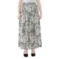 Zentangle Flower Pattern Print Chiffon Maxi Skirt