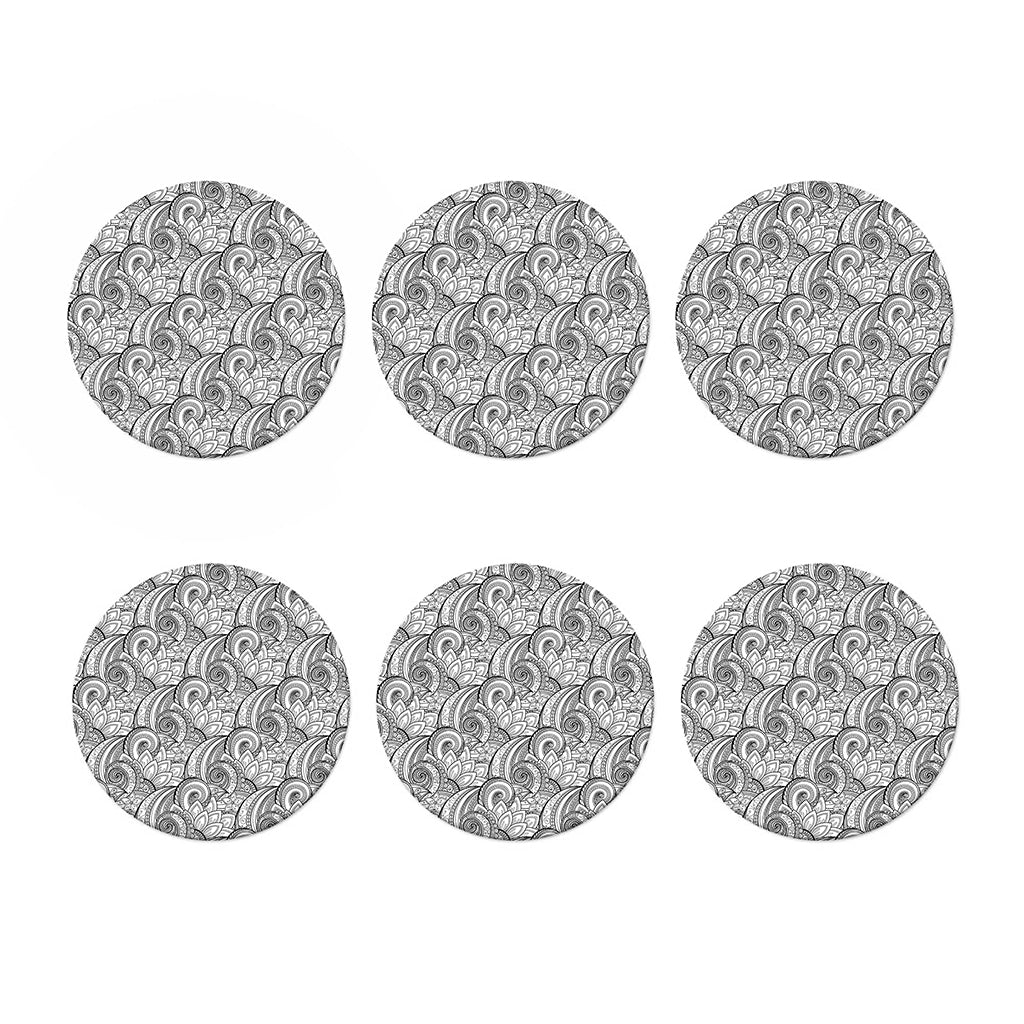 Zentangle Flower Pattern Print Coaster Set
