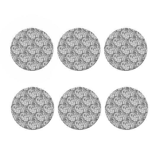 Zentangle Flower Pattern Print Coaster Set