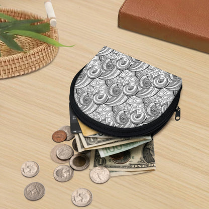 Zentangle Flower Pattern Print Coin Purse