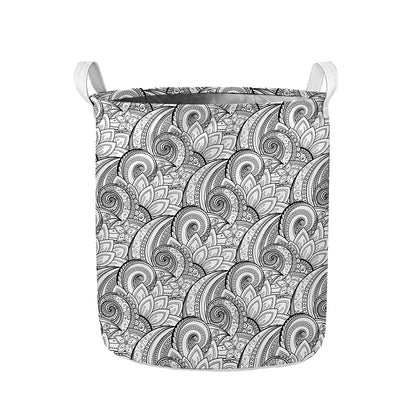Zentangle Flower Pattern Print Collapsible Laundry Basket