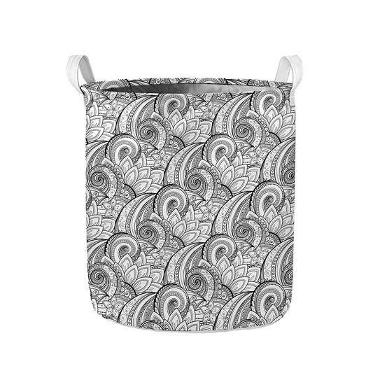 Zentangle Flower Pattern Print Collapsible Laundry Basket
