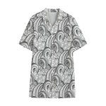 Zentangle Flower Pattern Print Cotton Hawaiian Shirt