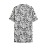 Zentangle Flower Pattern Print Cotton Hawaiian Shirt