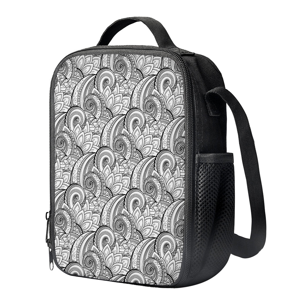 Zentangle Flower Pattern Print Crossbody Lunch Bag
