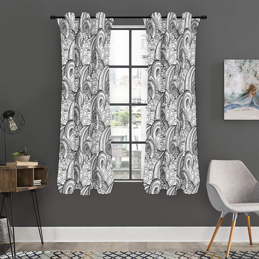 Zentangle Flower Pattern Print Curtain