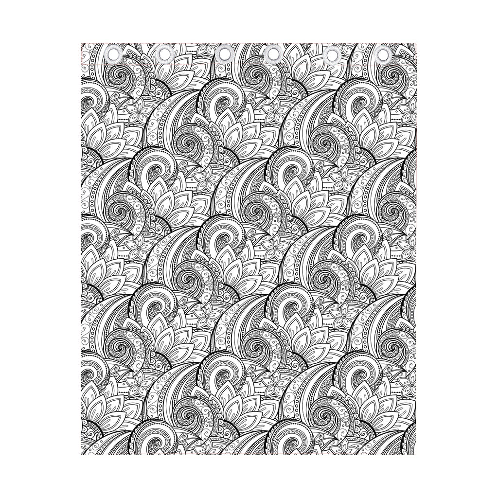 Zentangle Flower Pattern Print Curtain