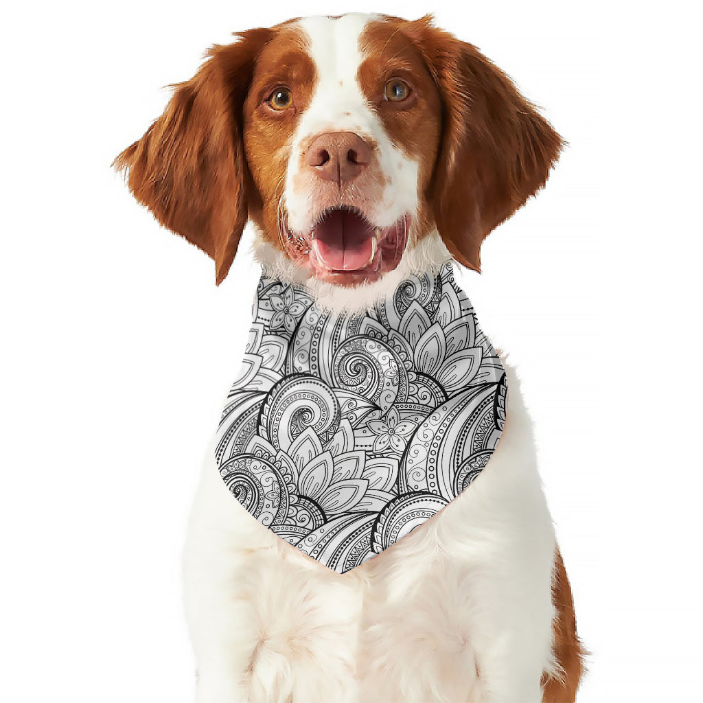 Zentangle Flower Pattern Print Dog Bandana