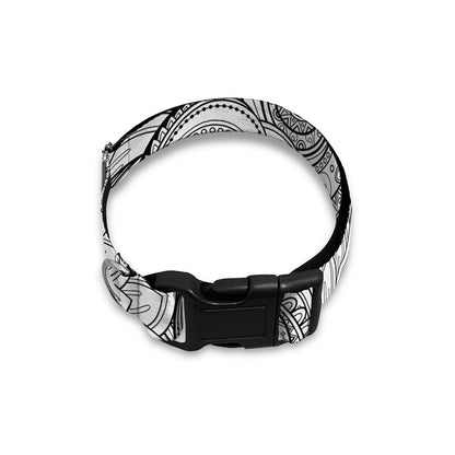 Zentangle Flower Pattern Print Dog Collar
