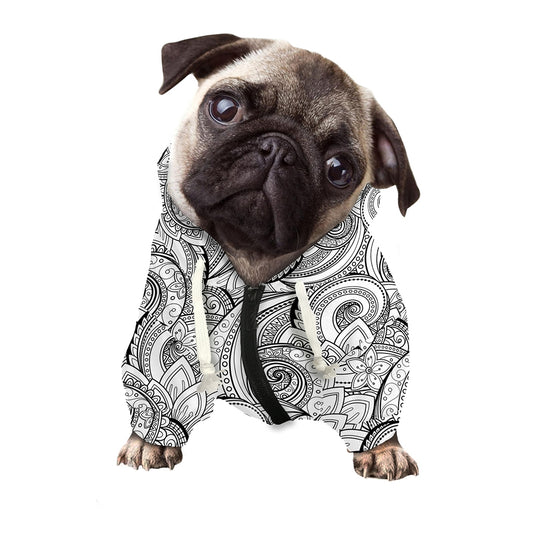 Zentangle Flower Pattern Print Dog Zip Up Hoodie