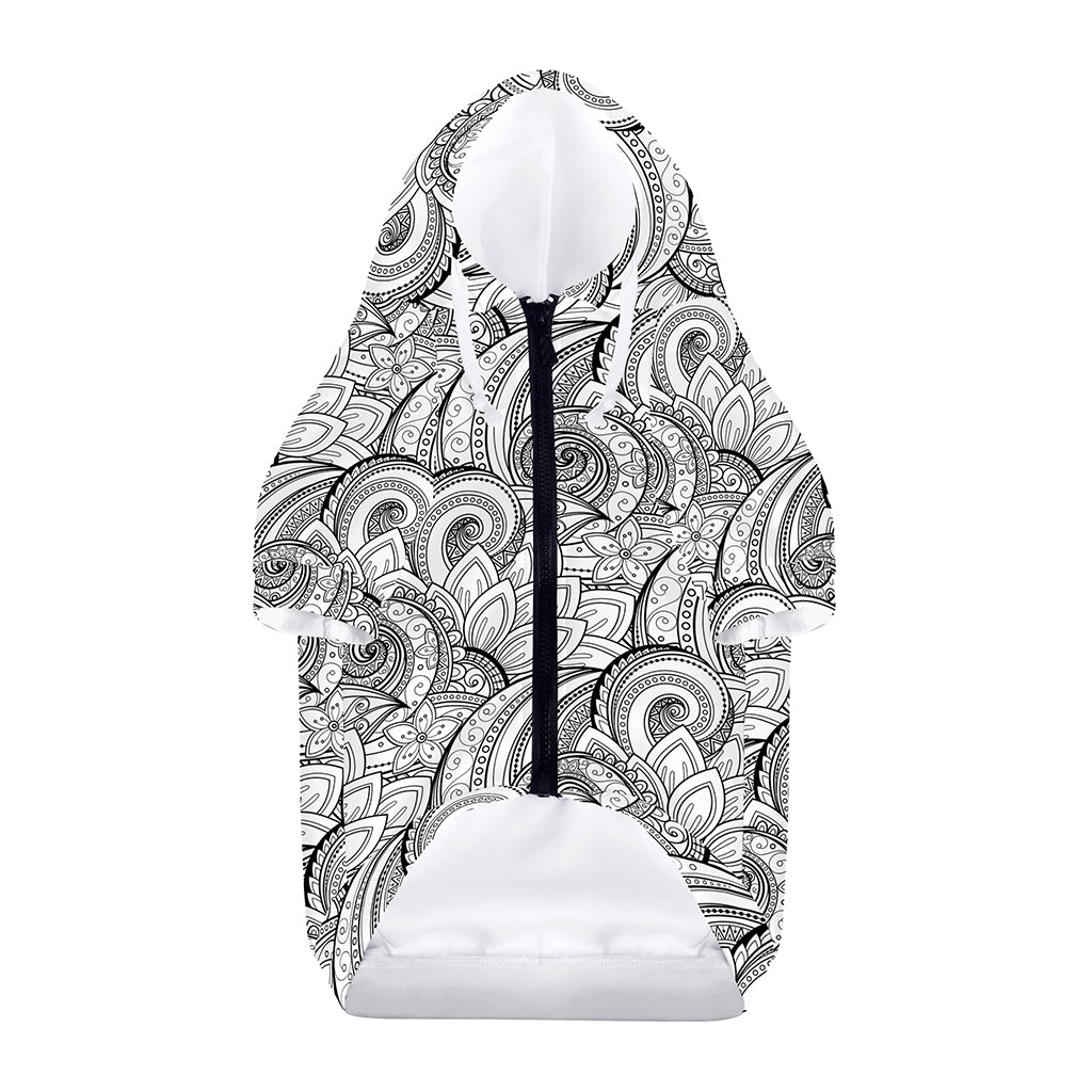 Zentangle Flower Pattern Print Dog Zip Up Hoodie