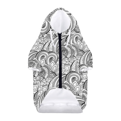 Zentangle Flower Pattern Print Dog Zip Up Hoodie