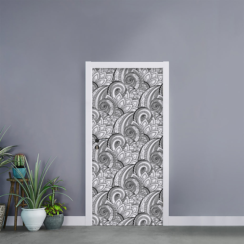 Zentangle Flower Pattern Print Door Sticker