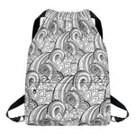 Zentangle Flower Pattern Print Drawstring Backpack