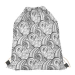Zentangle Flower Pattern Print Drawstring Bag