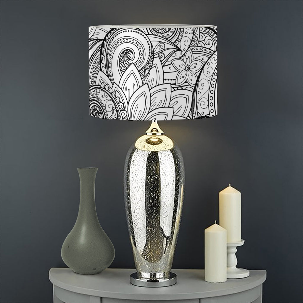 Zentangle Flower Pattern Print Drum Lamp Shade