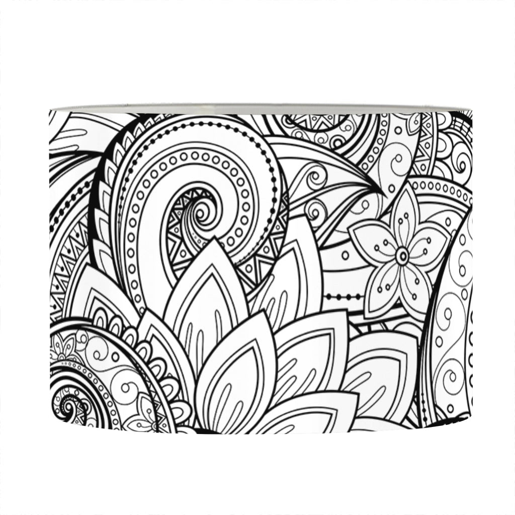 Zentangle Flower Pattern Print Drum Lamp Shade