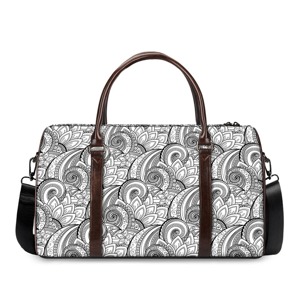 Zentangle Flower Pattern Print Duffle Bag