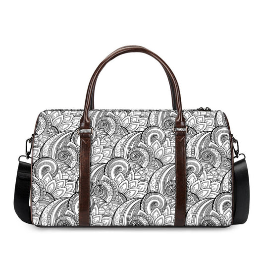 Zentangle Flower Pattern Print Duffle Bag