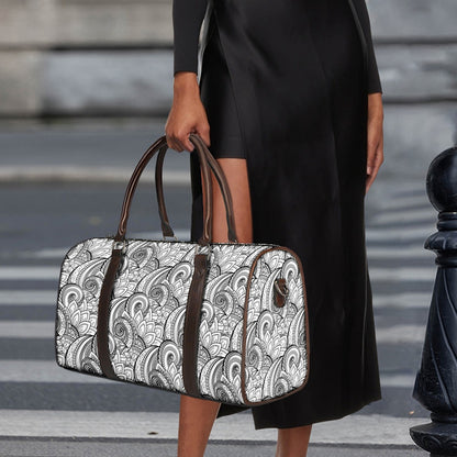 Zentangle Flower Pattern Print Duffle Bag