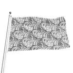 Zentangle Flower Pattern Print Flag