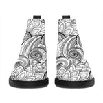 Zentangle Flower Pattern Print Flat Ankle Boots