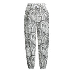 Zentangle Flower Pattern Print Fleece Lined Knit Pants