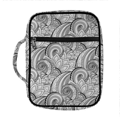 Zentangle Flower Pattern Print Front Pocket Bible Bag