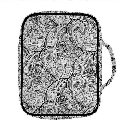 Zentangle Flower Pattern Print Front Pocket Bible Bag