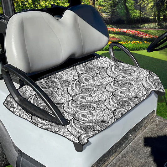 Zentangle Flower Pattern Print Golf Cart Seat Cover