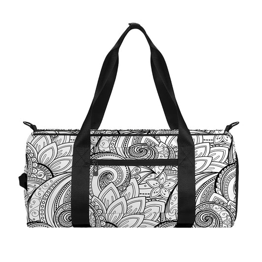 Zentangle Flower Pattern Print Gym Bag