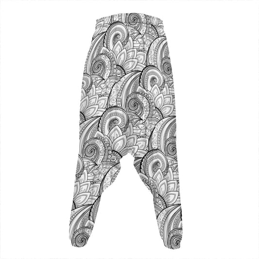 Zentangle Flower Pattern Print Hammer Pants