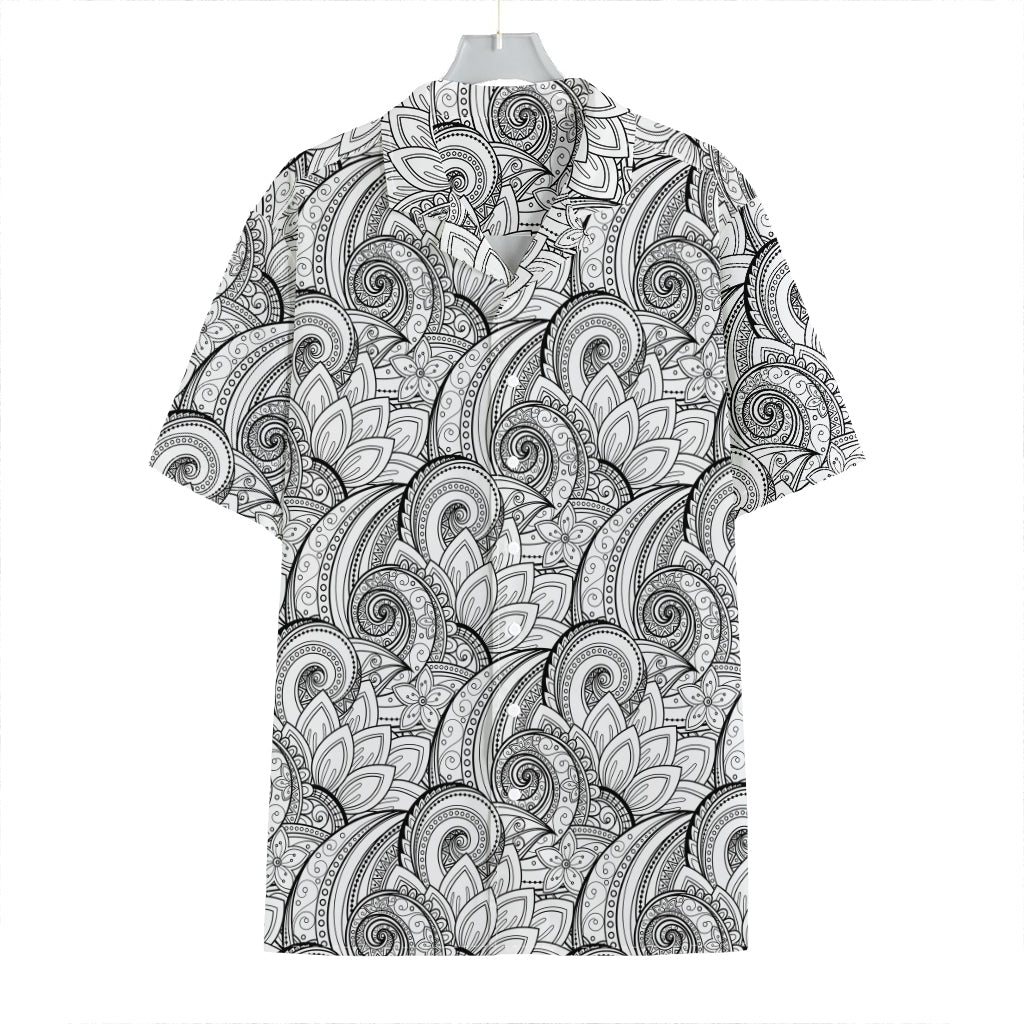Zentangle Flower Pattern Print Hawaiian Shirt