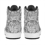 Zentangle Flower Pattern Print High Top Leather Sneakers
