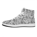 Zentangle Flower Pattern Print High Top Leather Sneakers