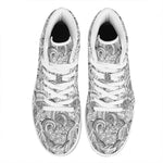 Zentangle Flower Pattern Print High Top Leather Sneakers