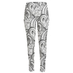 Zentangle Flower Pattern Print High-Waisted Pocket Leggings