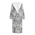 Zentangle Flower Pattern Print Hooded Bathrobe