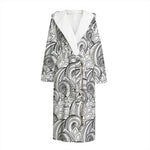 Zentangle Flower Pattern Print Hooded Bathrobe