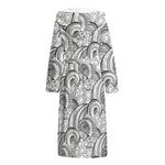 Zentangle Flower Pattern Print Hooded Bathrobe