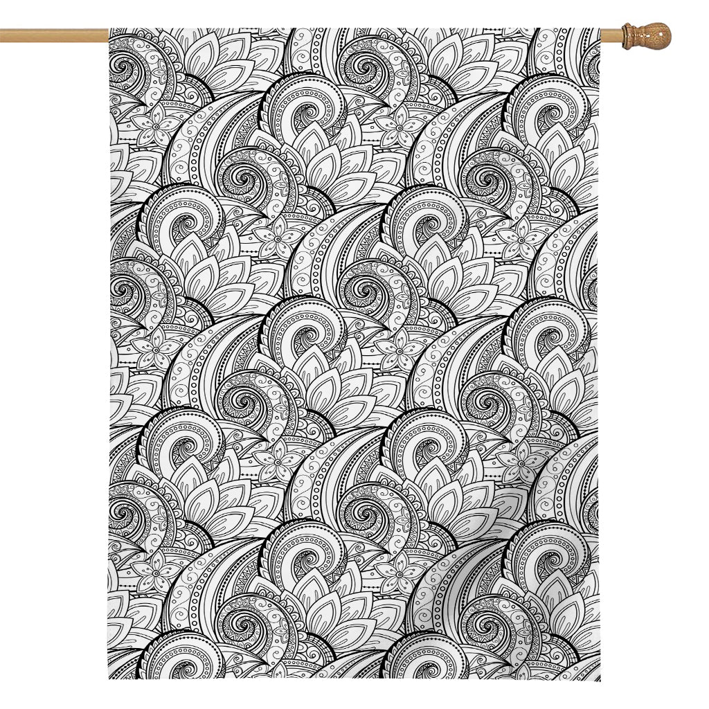 Zentangle Flower Pattern Print House Flag