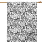 Zentangle Flower Pattern Print House Flag