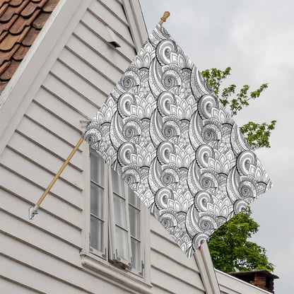 Zentangle Flower Pattern Print House Flag