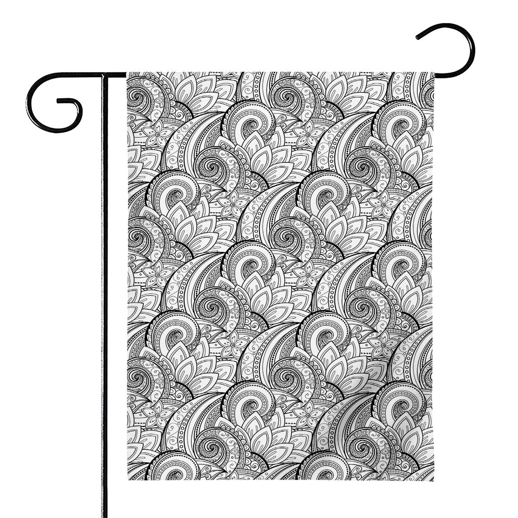 Zentangle Flower Pattern Print House Flag