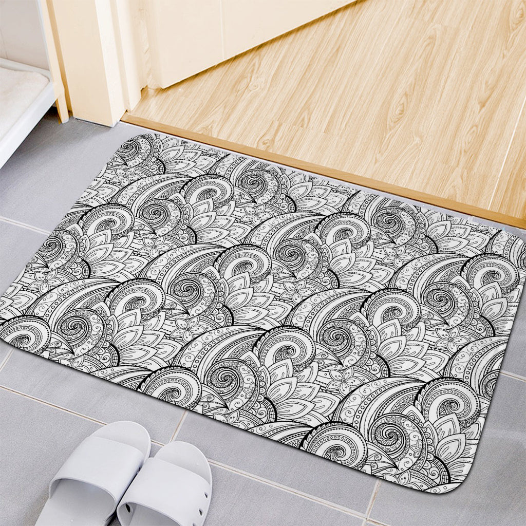Zentangle Flower Pattern Print Indoor Door Mat