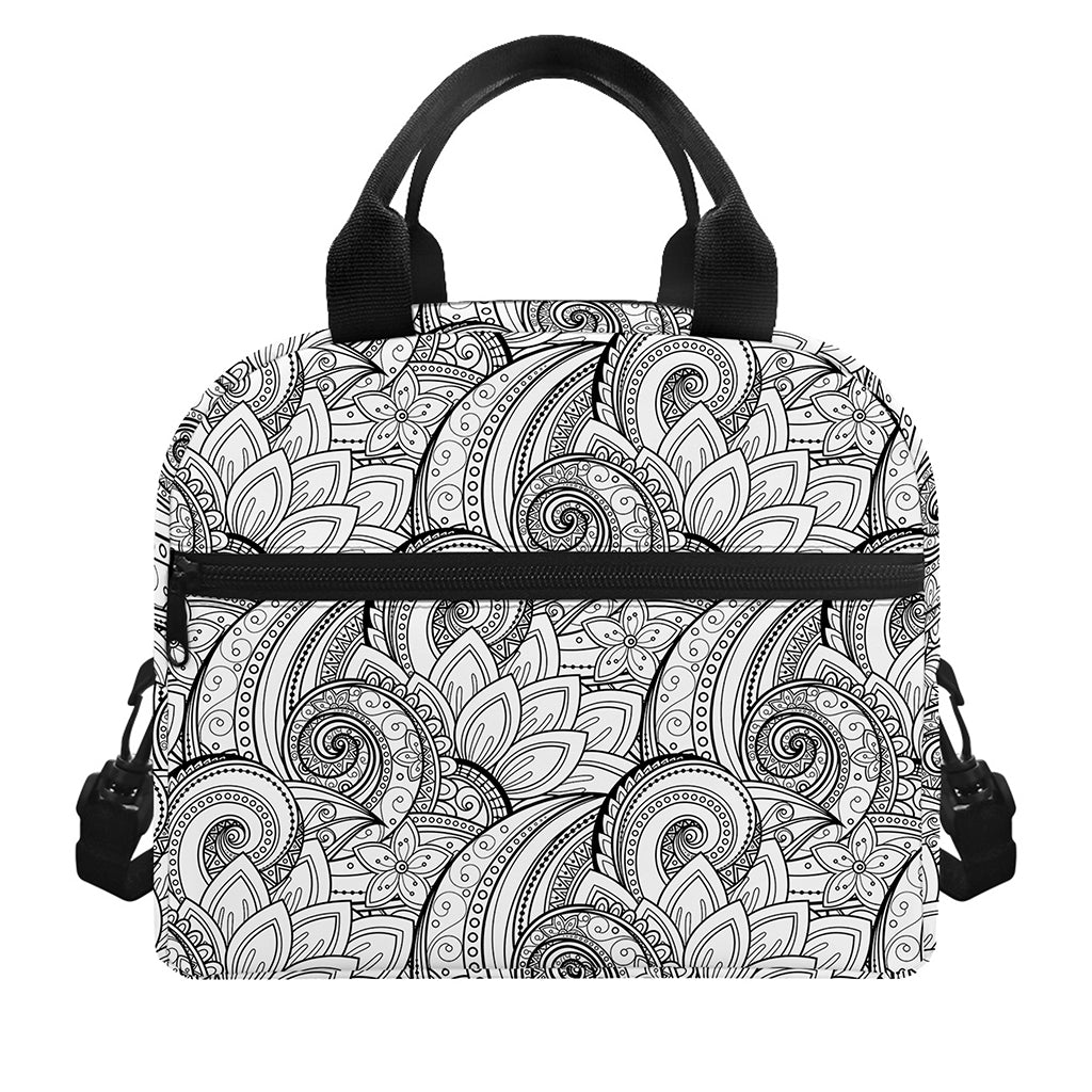Zentangle Flower Pattern Print Insulated Lunch Bag