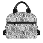 Zentangle Flower Pattern Print Insulated Lunch Bag