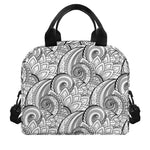 Zentangle Flower Pattern Print Insulated Lunch Bag