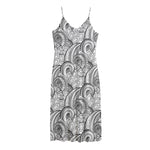 Zentangle Flower Pattern Print Jersey Midi Cami Dress